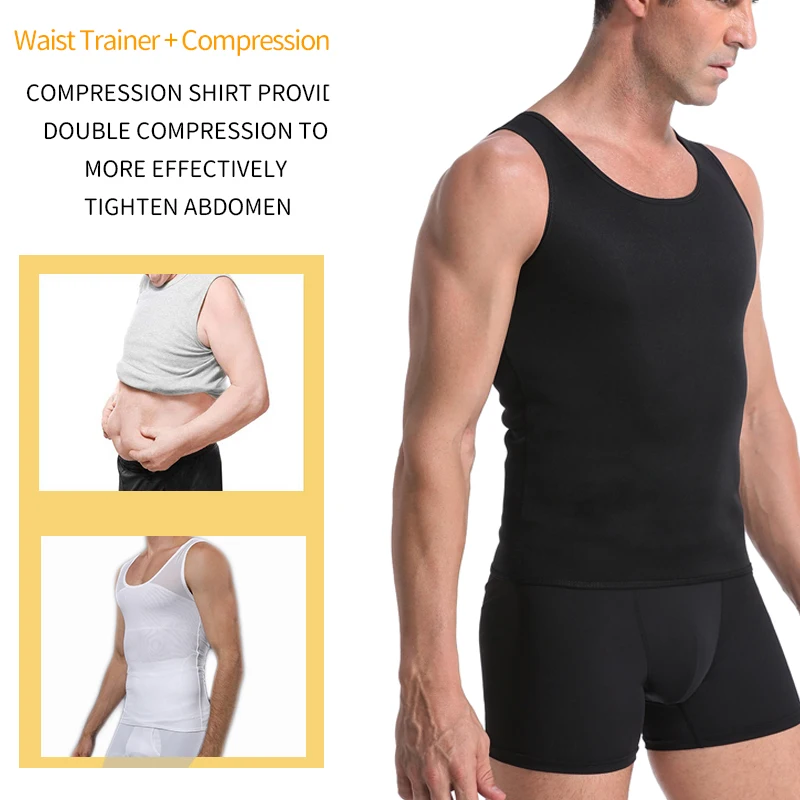 

Men Shapewear Bodysuit Neoprene Sauna Suit Slimming Belt Vest Tummy Control Body Shaper Waist Trainer Weight Loss Shaper Corset