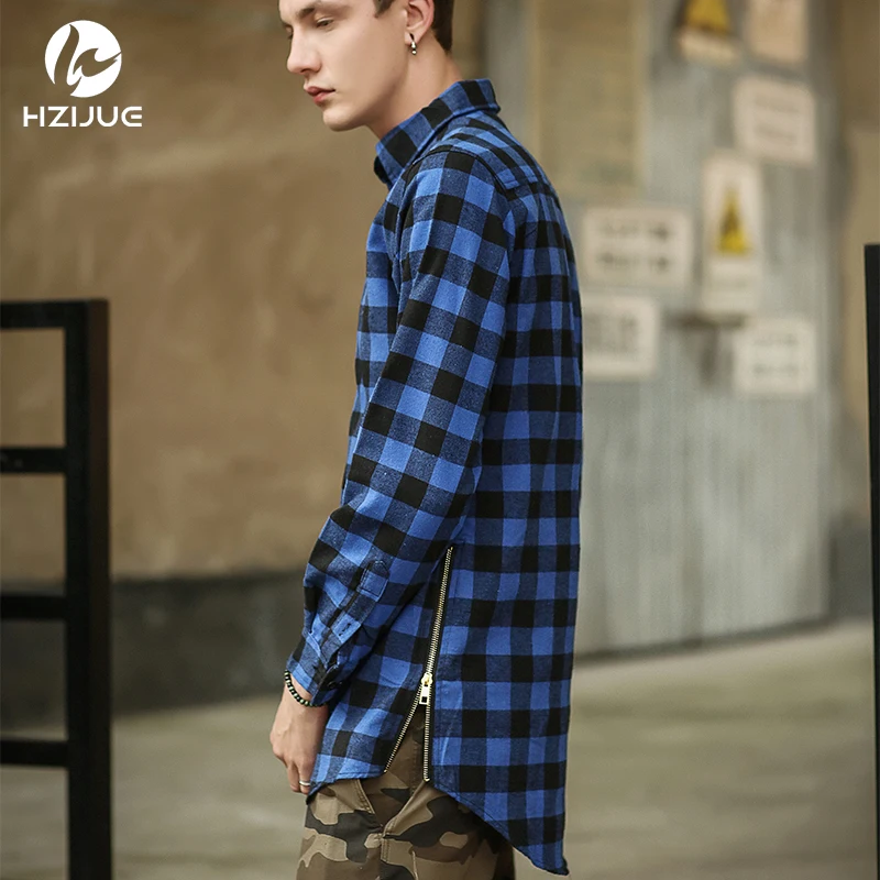 HZIJUE хип хоп одежда tyga Мужская рубашка camisa masculina swag клетчатые рубашки без рукавов