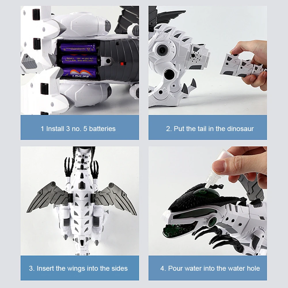 

2020 New Arrival Electric Spray Dinosaur Mechanical Pterosaurs Dinosaur World Toys For Boy Girl Large White Dinosaur Toys