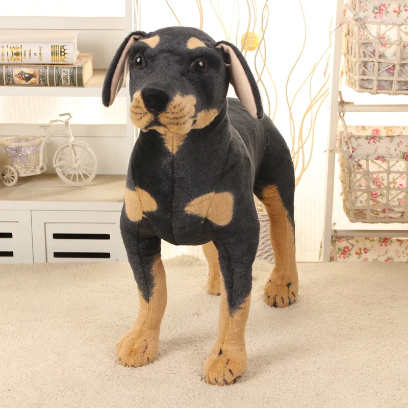 candice guo cute plush toy lovely animal emulational black dog Doberman stand puppy soft stuffed doll birthday Christmas gift 1p | Игрушки и