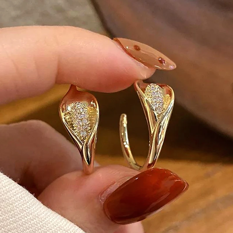 

New Fashion Fine 14K Real Gold Crystal Flowers Earrings for Women Temperament High Quality Jewelry S925 Silver Needle AAA Zircon