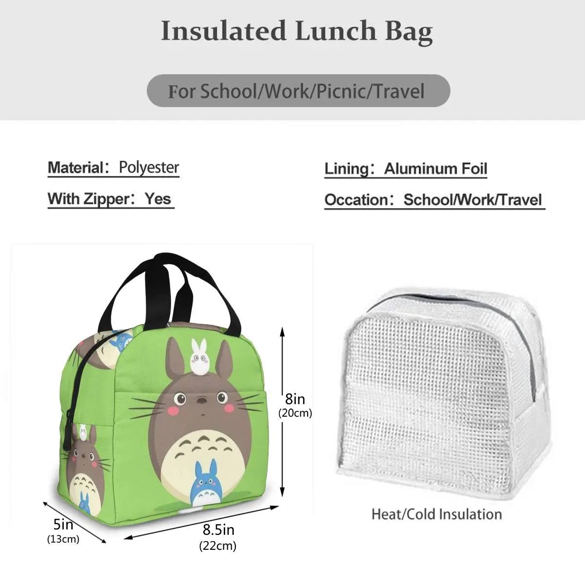 

lunch bag for women funny cartoon kids bento cooler bags Totoro Plush thermal breakfast food box portable picnic travel