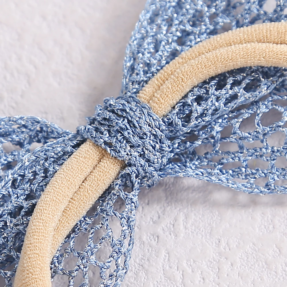 Diademas para beb&eacute; de Color s&oacute;lido para ni&ntilde;a, diadema con lazo de encaje, accesorios para el cabello de reci&eacute;n nacidos, banda de cabeza el&aacute;stica suave de nailon fino-3