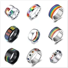 1 шт., новинка, мужское и женское Радужное цветное ЛГБТ-кольцо, обручальное кольцо из нержавеющей стали, кольца Lebian  геев