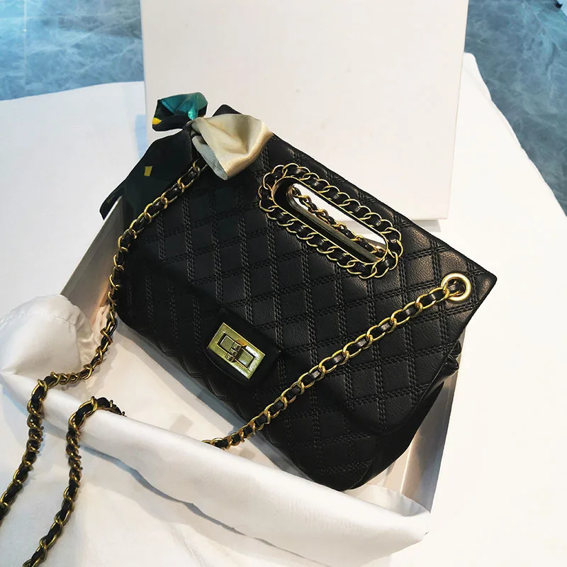 

Женская сумка на цепочке в стиле ретро, с ромбовидной сеткой, осень 2020, Новые повседневные сумки-мессенджеры на плечо, Женский кошелек и сумк...