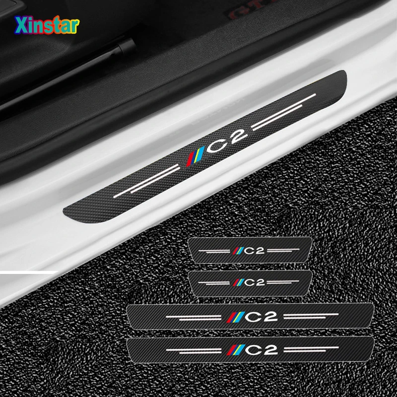 

4pcs Carbon Fiber Car Door Stickers For Citroen C2 Car Accessories