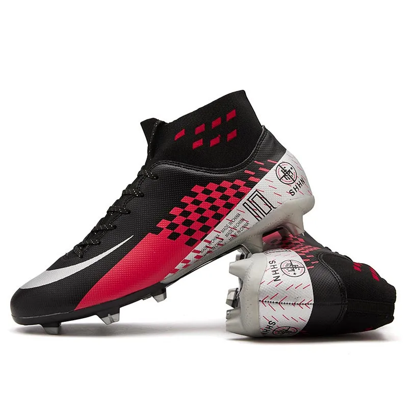 Men Football Boots Cleats Boots Long Spikes TF Spikes High Top Sneakers Soft Indoor Turf Futsal soccer Shoes Chuteira Futebol