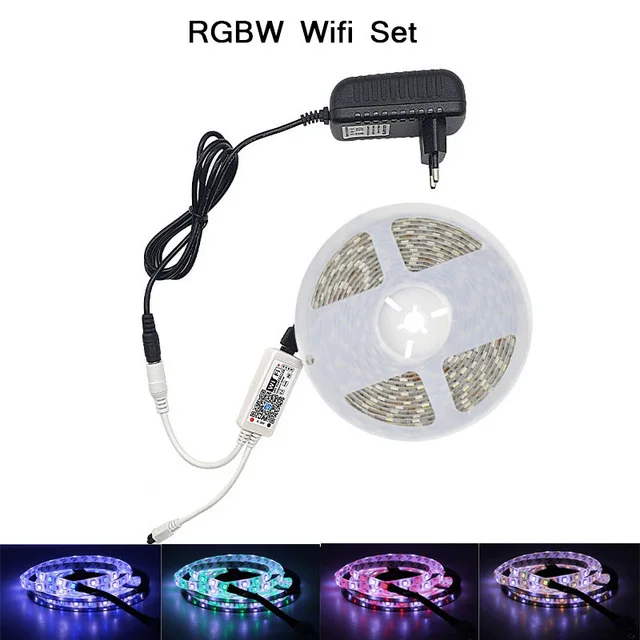 RGBW WiFi Set 12 В RGBW RGBWW 5050 водонепроницаемый smd rgb Светодиодный светильник для автомобиля или рождества светодиодный светильник ing декоративная лента для помещений/улицы вечерние 5 м 10 м - Испускаемый цвет: RGBW WiFi Set