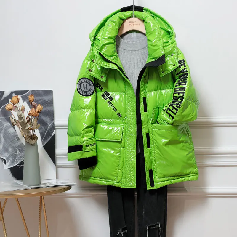 

New Style Women Winter Warm Down Jackets Casual Embroidery Short Hooded Down Coats Candy Color Office Lady Hood Outwears ZYF0014