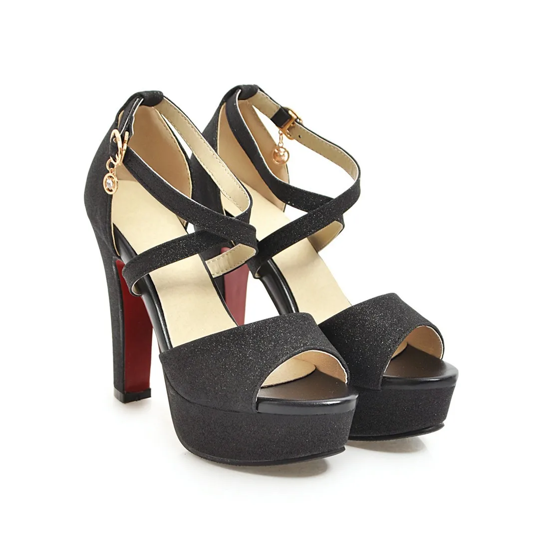 

Summer fashion high heel thick heel fish mouth size 32-43 sandals