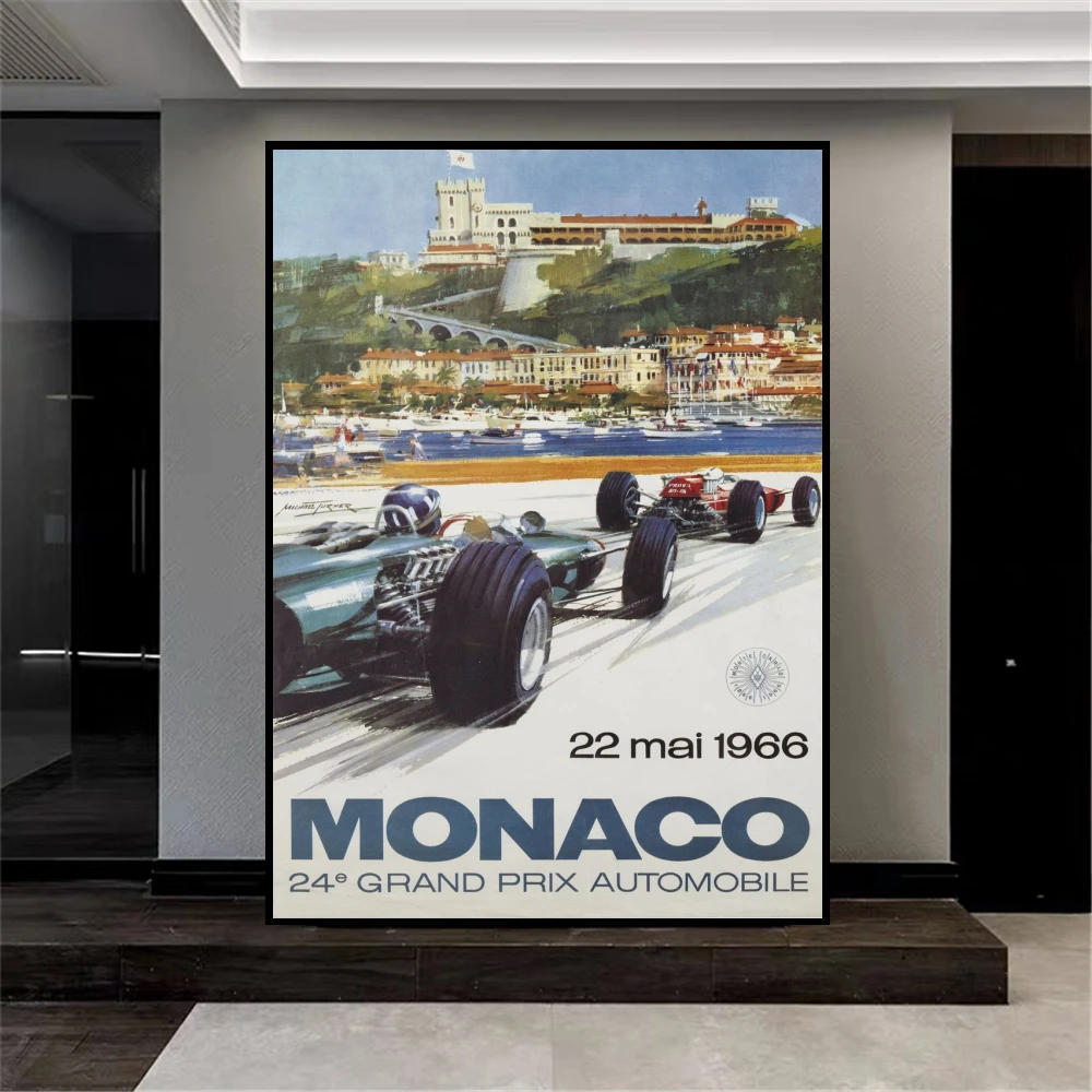 Monaco Grand Prix 1967 classic cool car home living bedroom decoration canvas poster painting picture wall art high definition | Дом и сад