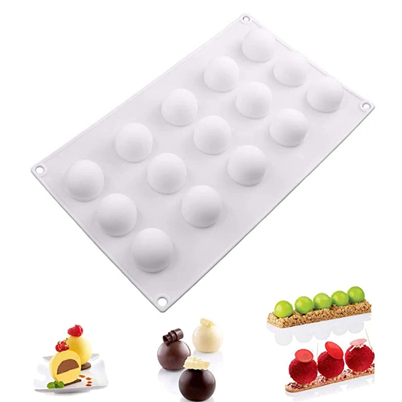 

15 Cavity Round Silicone Mold Sphere Mousse Cake Mould Pastry Chocolate Truffle 3D Ball Candy Cupcake Topper Decorating Tools