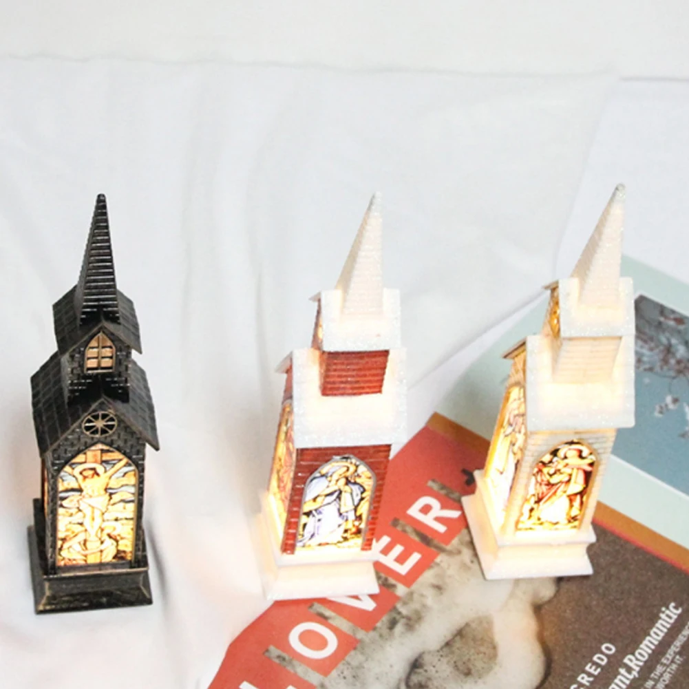 Рождественское украшение церковный фонарь пластиковый декоративный настольный