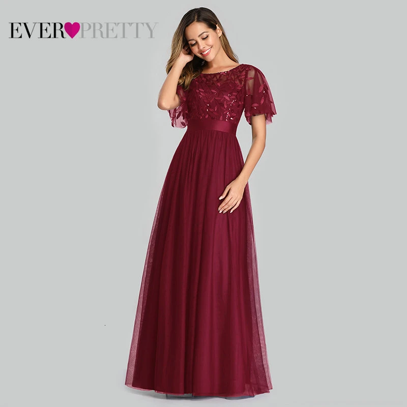 Блестящие серые платья для выпускного вечера Ever Pretty A-Line с круглым вырезом и блестками с коротким рукавом элегантные вечерние платья Robe De Soiree Femme