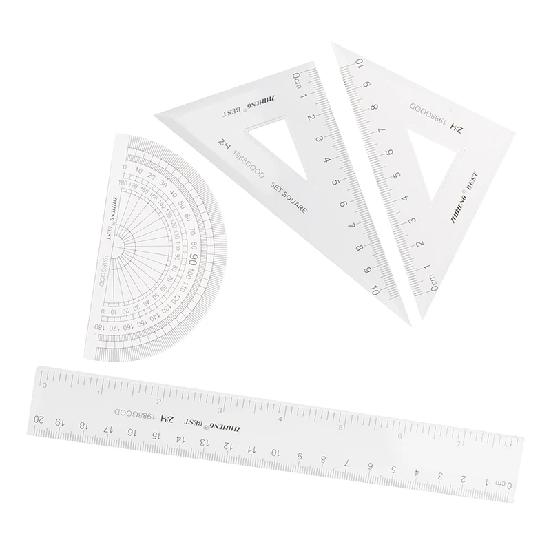 

4Pcs/Set Transparent Simple Style Plastic Ruler Escolar Student Office Learn Stationery Drawing School Supplies