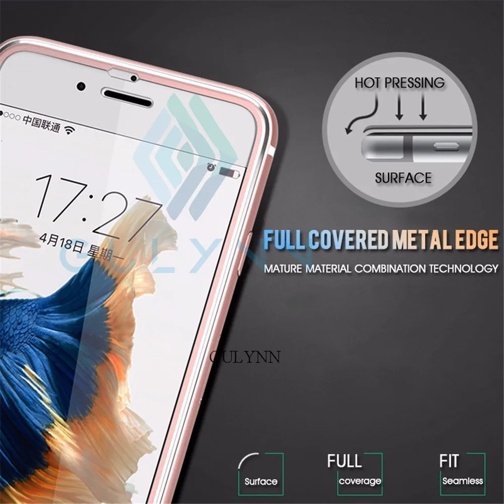 5D закаленное стекло из алюминиевого сплава для iPhone 6, 6 S, 7, 8 Plus, защитная пленка на весь экран для iPhone X, 8, защитная пленка на стекло