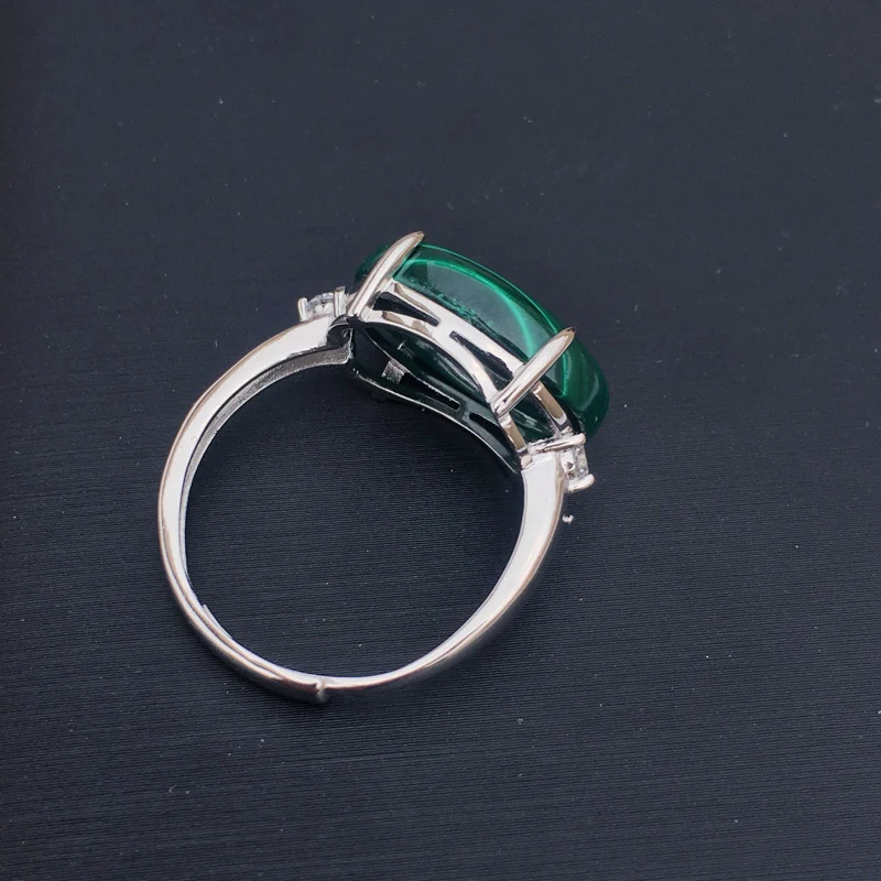 CSJ Регулируемые кольца из натурального малахита красное 925 пробы серебро