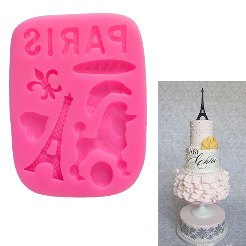 Парижская башня собака сердце 3D силиконовая форма для торта Конфета кекс