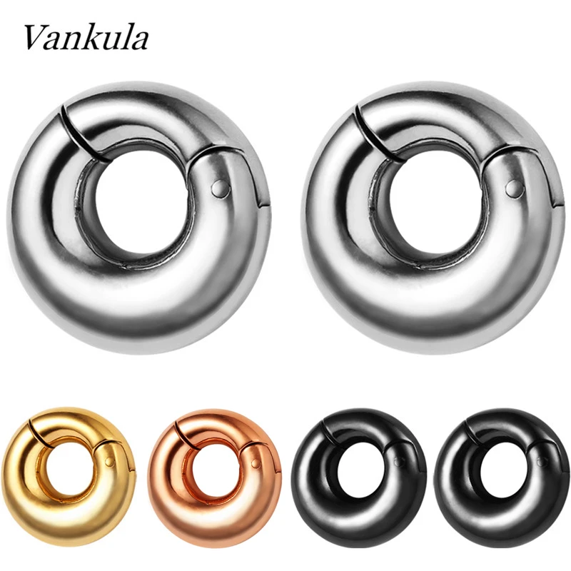 Vankula-tapones para los oídos de acero inoxidable 316L, túneles de 8mm, pesas lisas para los oídos, Piercing, joyería corporal, medidores de oreja de acero dorado y negro, 2 uds.