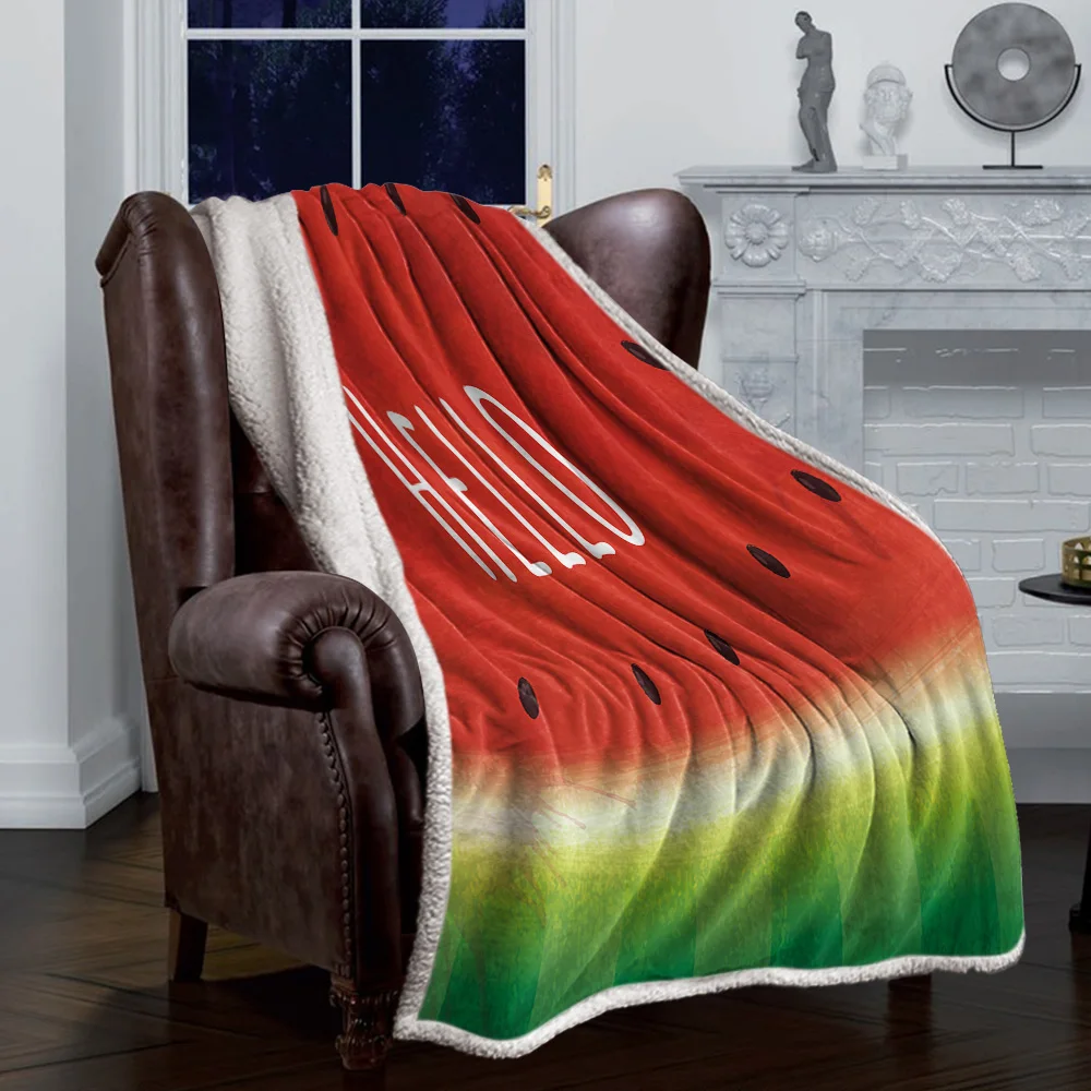 Акварельный арбуз Hello теплое мягкое одеяло офисный диван плюшевое лоскутное