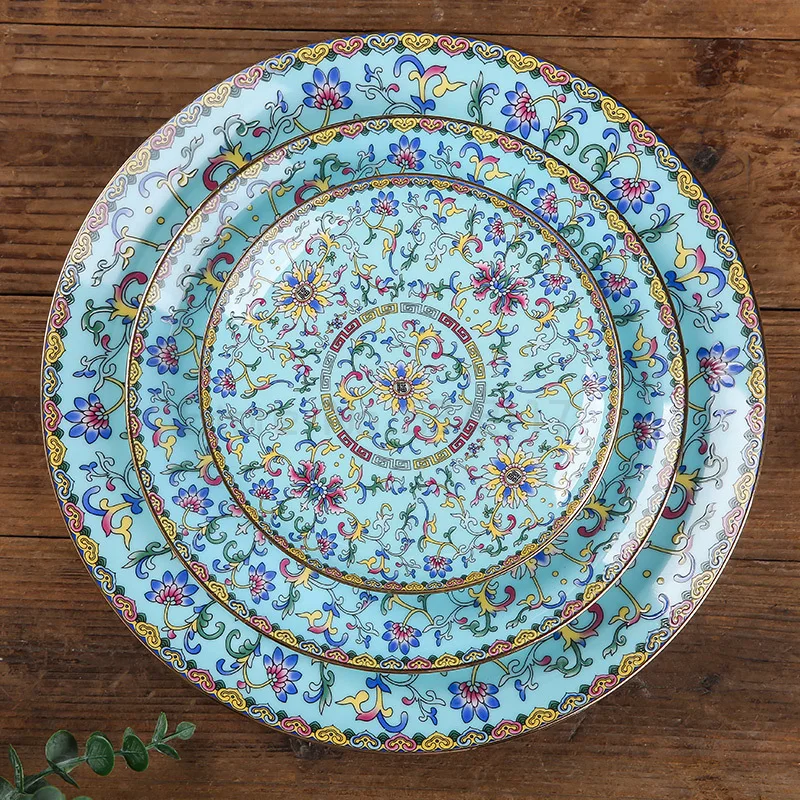 Jingdezhen Chinese Ceramic Food Plate Kitchen Utensils Porcelain Dinner Plates Color Enamel Bone china Dish Tableware | Дом и сад