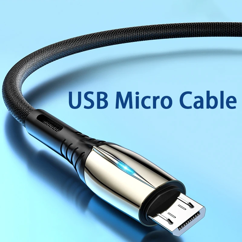 

With LED Indicator USB Micro Cable Fast Charging Cable for Samsung Xiaomi Huawei Oppo Mobile Phone Accessories Charger USB Cable
