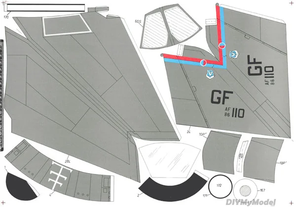 Aviador de ala de barrido variable supers&oacute;nico, modelo de papel artesanal, KIT de rompecabezas de juguete hecho a mano, utillaje de pel&iacute;cula, EE. UU., B1-1