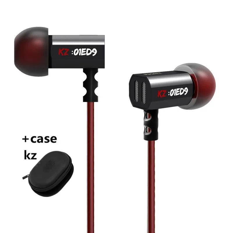 black case KZ ED9 гарнитура для мобильного телефона с тяжелыми басами, HIFI металлические наушники из цинкового сплава EDR1/ED2/ZS3 - Цвет: black case