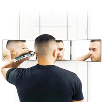 hangable three sided folding makeup mirror 360 degree view bathroom mirror haircut shaving mirror adjustable bath makeup mirror