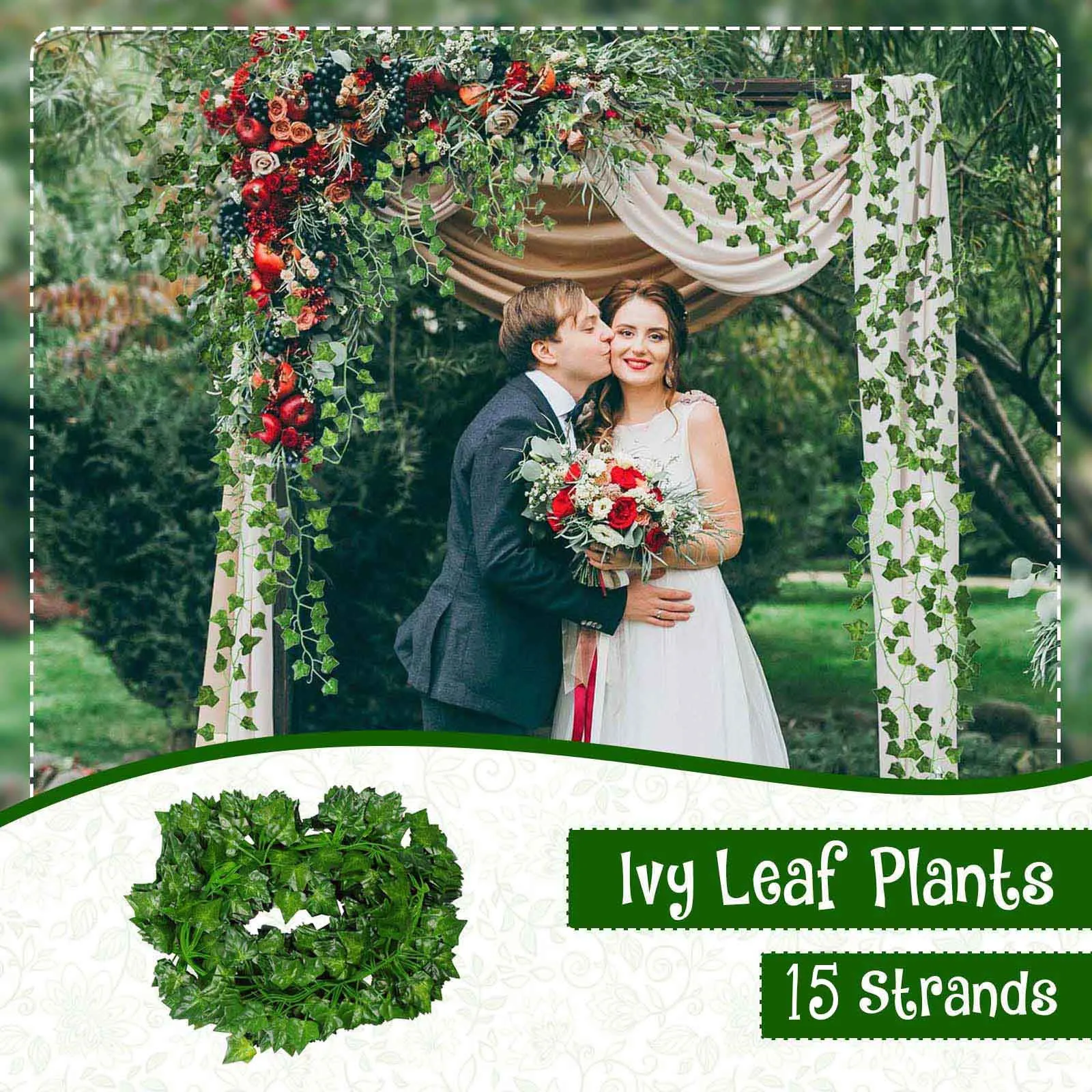 

15 Strands 86 Ft Pu Handmade Artificial Flower Lvy Leaf Vine Garland Fake Foliage Hanging Plants Diy Wreath Garland Craft D4