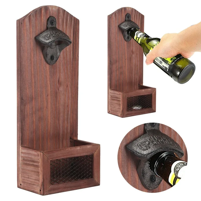 Деревянный рустикальный пивной бочонок кепка для бутылок с настенным креплением
