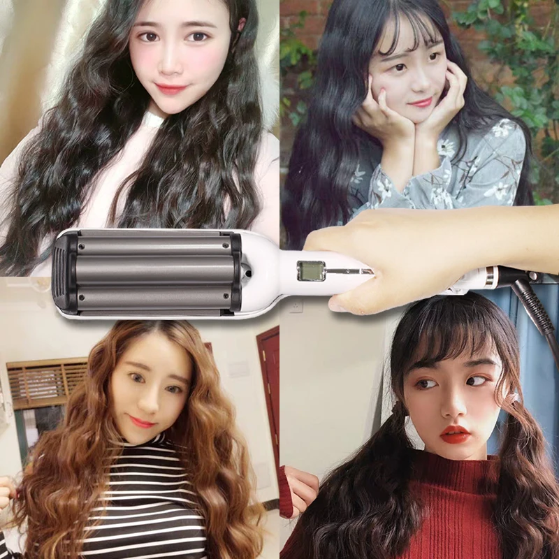 

Professional Hair Curler Flat Iron Ceramic Heater Triple Barrels Hair Curling Iron Wand Corrugation for Hair Styler Tool