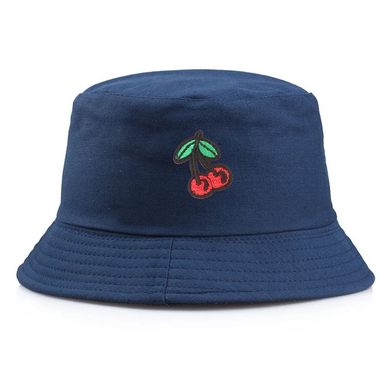 

Cherry Embroidery Printed Fishing Hat Fisherman Hat Unisex Hat Bucket Cap Cherry Sunscreen Round Hats Outdoor Solid Color Cap