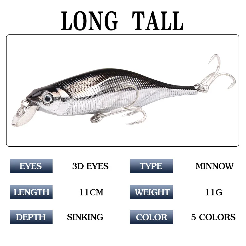 

New style 11g/10.5cm slow sinking lure conjoined steel wire freshwater fishing Mino bait Alice-mouth bass fake bait