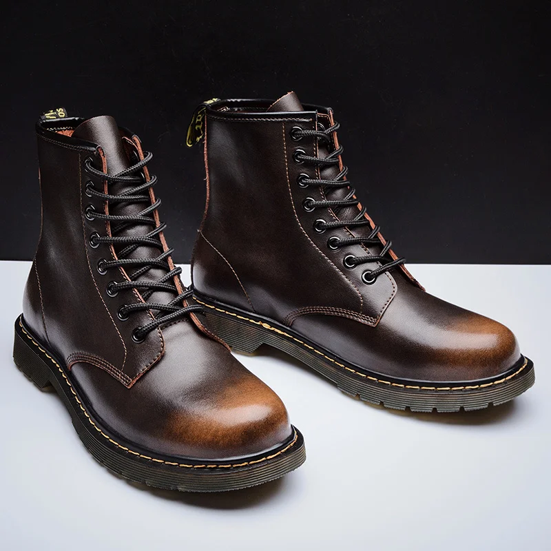 

Casual Shoes Men Leather Leisure Shoes Hightop Sneakers Casual Fashion Men Men's High Top Mens Spring Man Sport