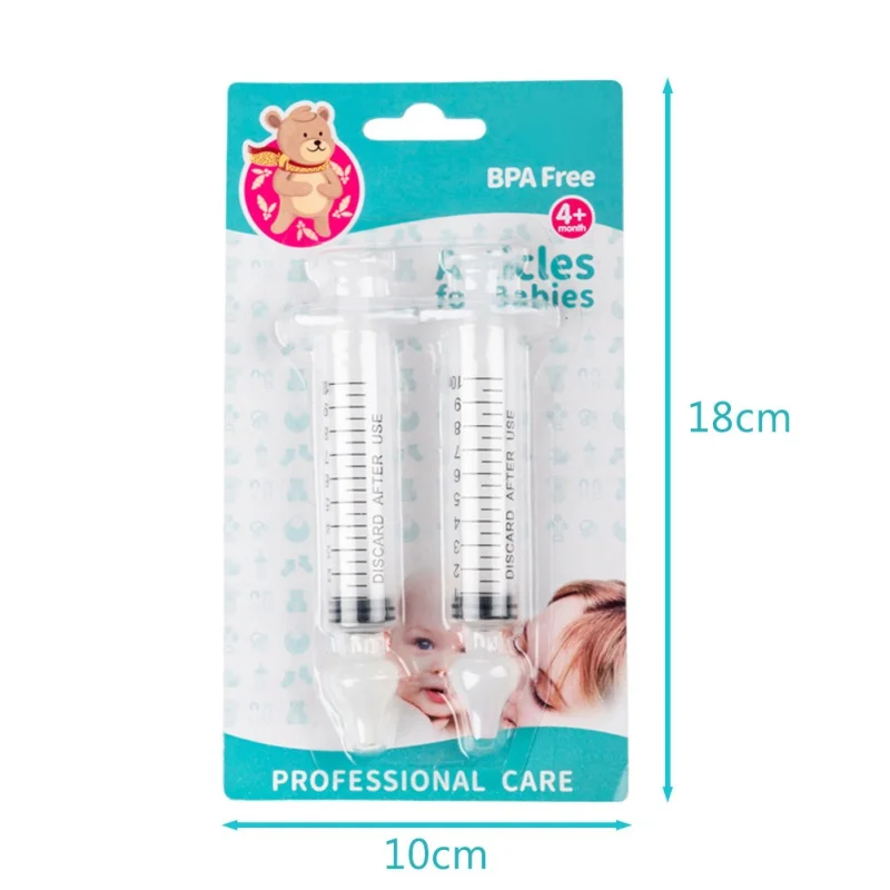Tubo de aguja para limpieza de Nariz de beb&eacute;, aspirador Nasal para cuidado de beb&eacute;, limpiador, rinitis Nasal, 10ML, 2 uds.-0