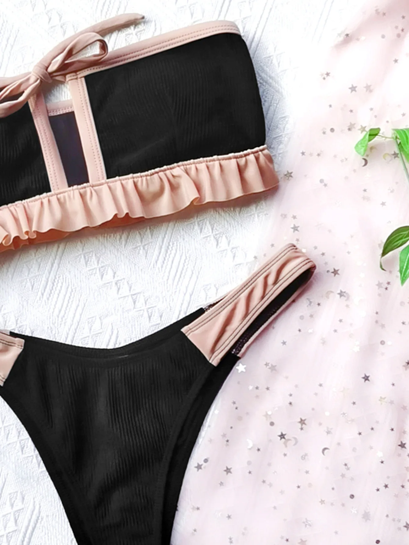 

Bikini 2021 Women Split Bandeau Push Up Swimwear Swimsuit Female Sexy Patchwork Bathing Suit Bikini Brazilian Bikinis Beachwear