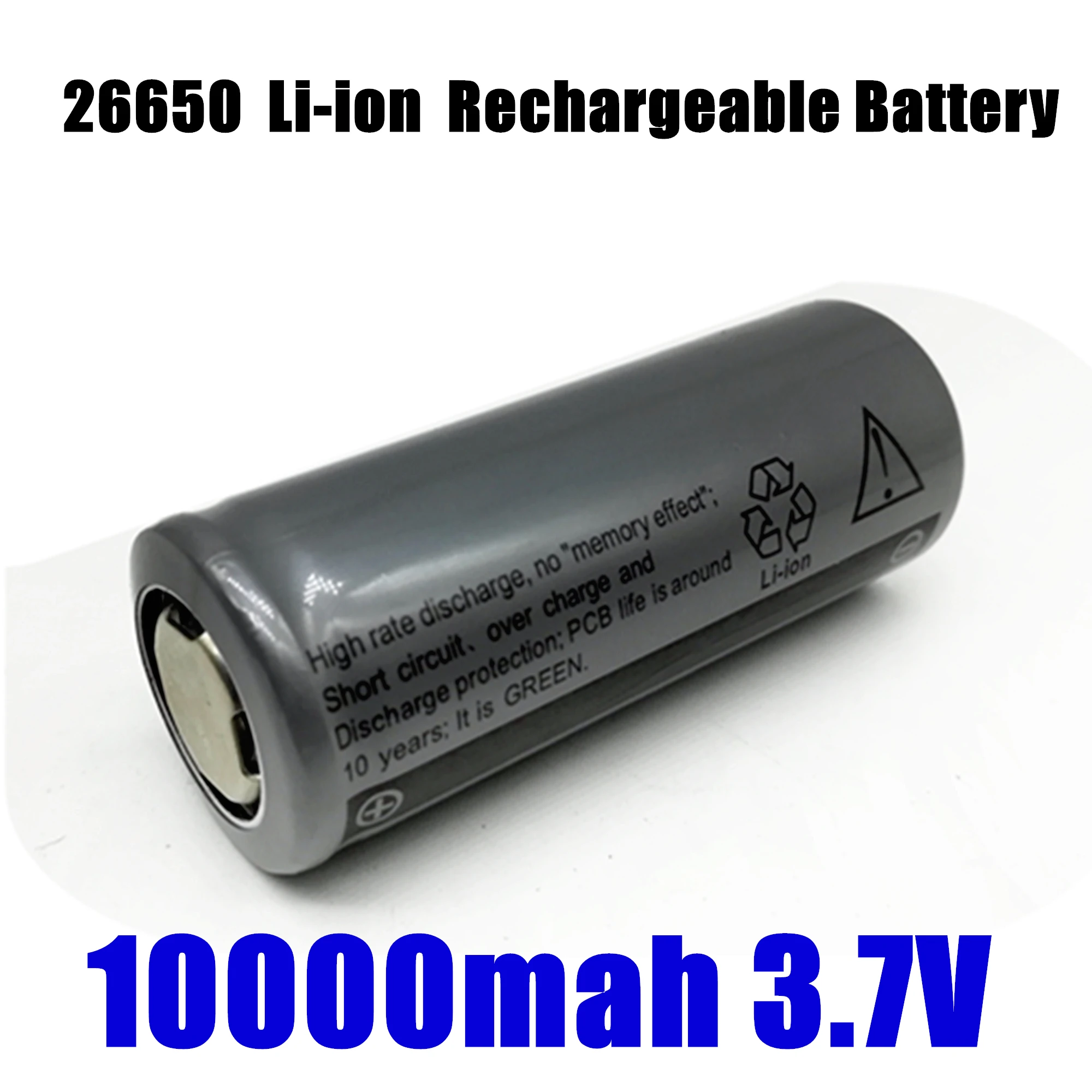 

1Pcs /Lot 26650 Rechargeable Li-ion Battery 10000mah 3.7V Flashlight Battery