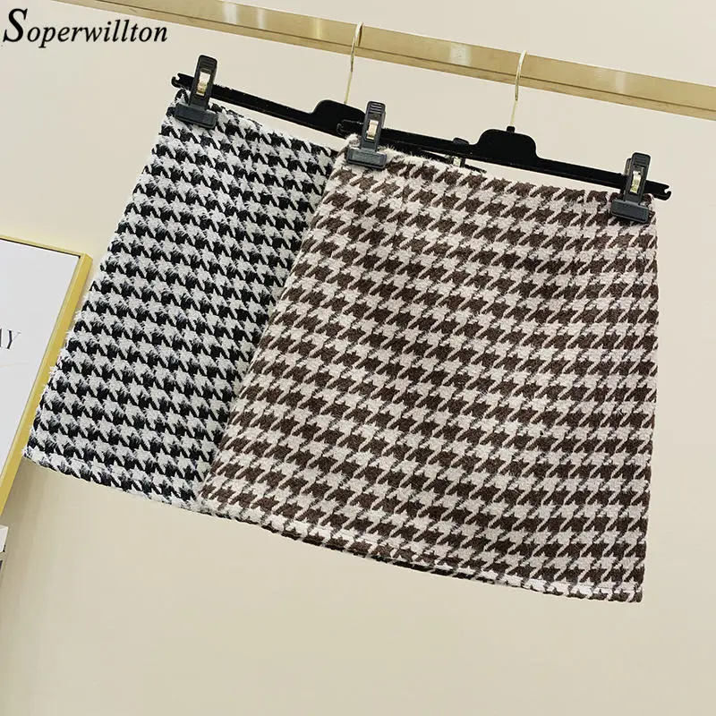 Новинка 2021 осенне-зимняя модная женская короткая мини-юбка клетчатая Высокая