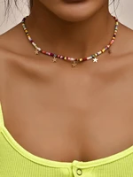 summer bohemia fashion colorful beaded collar chokers for women new trendy metal stars necklaces pendant collares bijoux femme