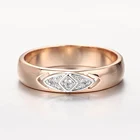 Женское кольцо из розового и белого золота, с фианитом, 4 мм