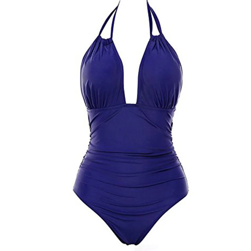 Сексуальный цельный купальник с лямкой на шее монокини плюс размер женский