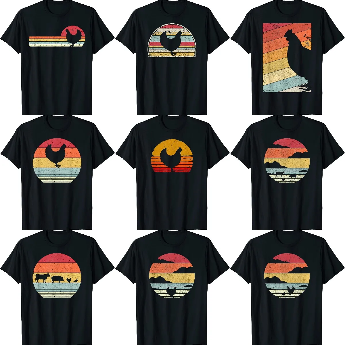 

Chicken Lover Gifts Funny Farmer Retro Vintage Farm Animals T-Shirt Men Top T-Shirts Cotton T Shirt Simple Style