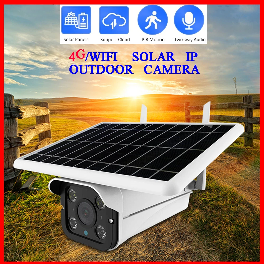 4G WIFI Solar IP Camera 2MP Outdoor Waterproof Two-Way Audio