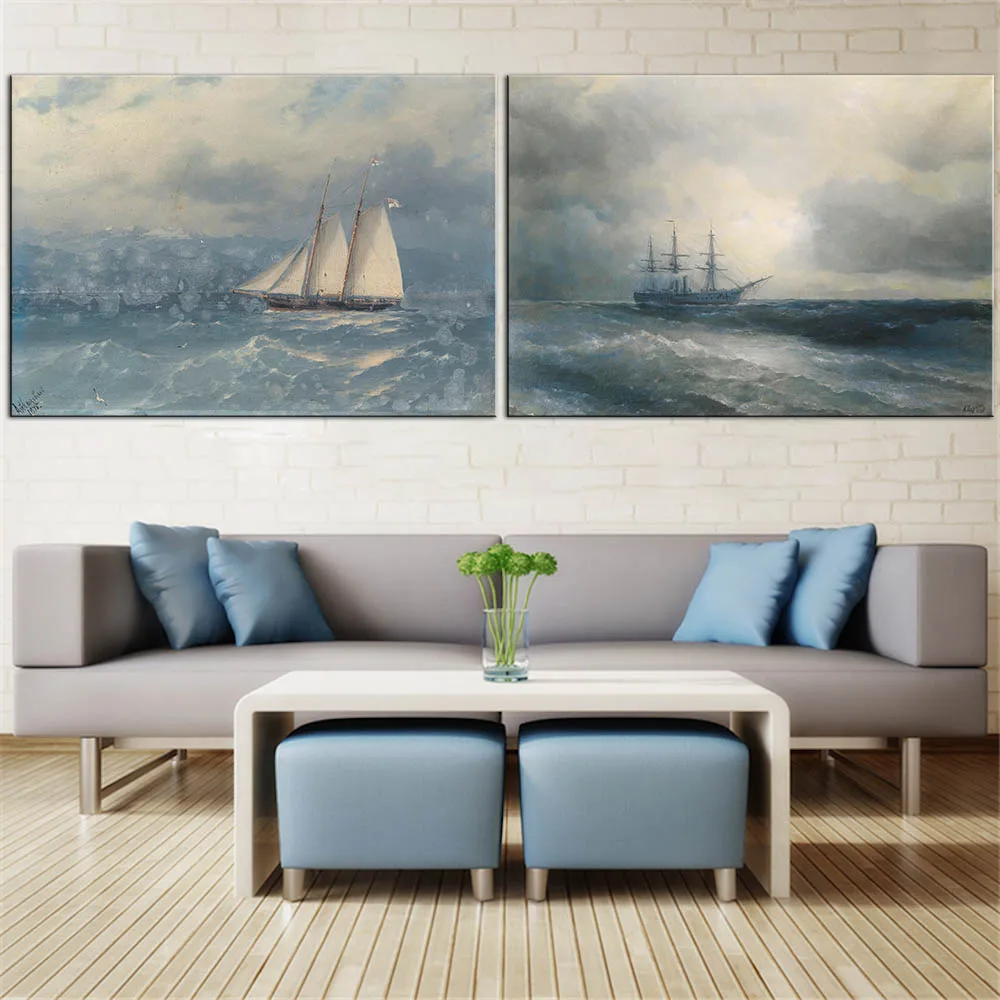 

New Large canvas Art Print Painting Ship at Sea In Full Sail Wall oil painting No frame wall pictures classic art
