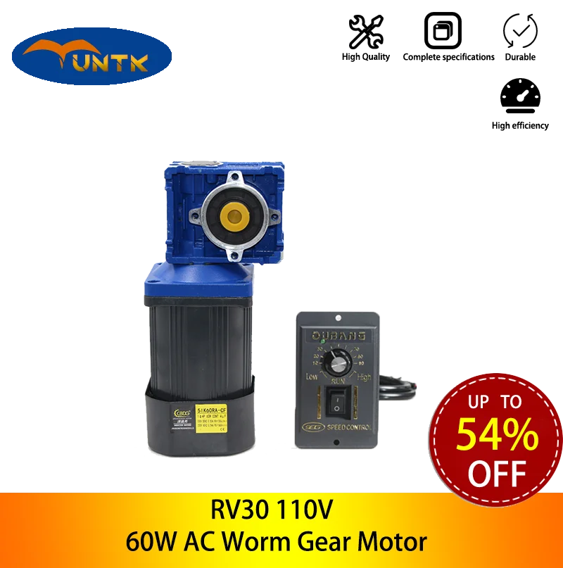 

RV30 110V 60W AC Worm Gear Motor With Speed Reducer Speed Controller High Torque Hot Sale Motor