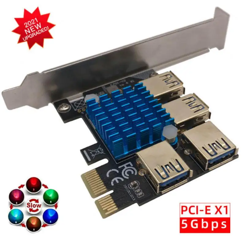 

PCIE 1 To 4 Riser Card PCI-E 1X To 4 Riser USB 3.0 5Gb Multiplier Hub PCI Express X16 Riser For Video Card For BTC Miner Mining
