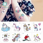 Милые Красочные водостойкие временные татуировки в виде мини-единорога, наклейки для детей, для девочек, детский подарок, переводная имитация татуировки