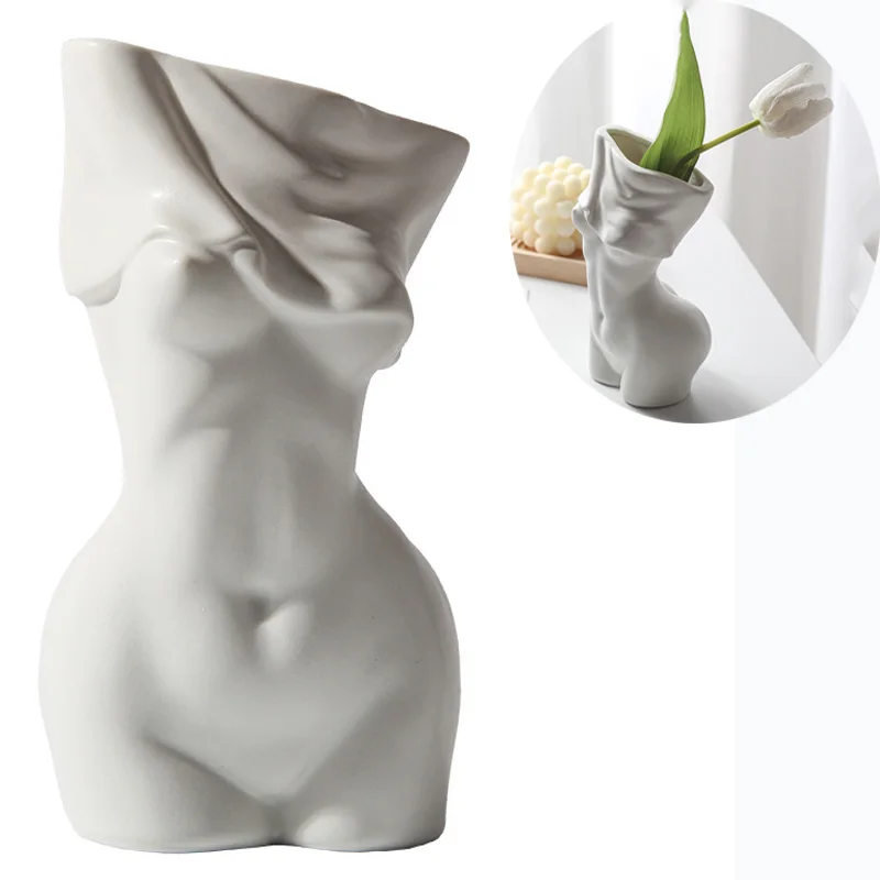 

Creative Human Body Vases Ceramics Sculpture Handicraft Furnishings Handmade Statue Modern Decoration Flower Arrangement Pots