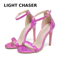 fashion sexy sandals female new style buckle stiletto heel sandals colorful rose large size female sandals dress wedding shoes